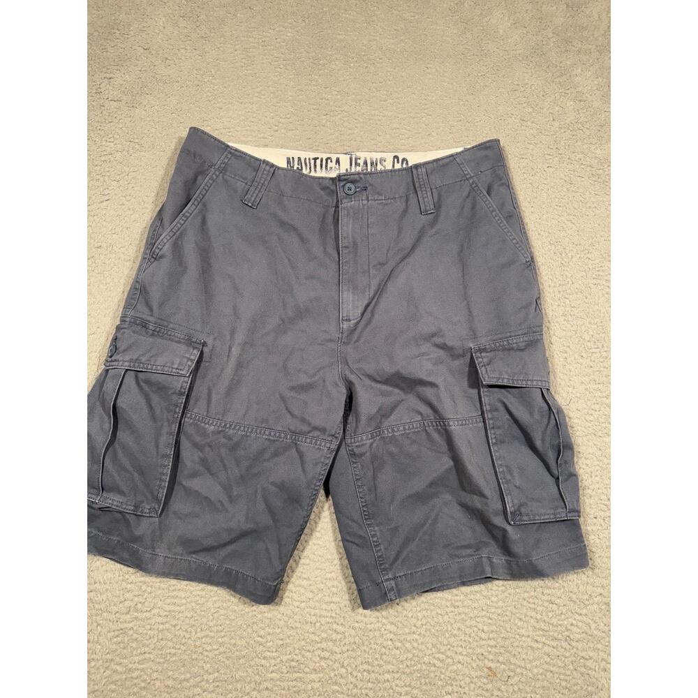 NAUTICA JEANS CO Mens‎ 36W Dark Blue Grey Cargo Multi-Pocket Shorts Outdoor
